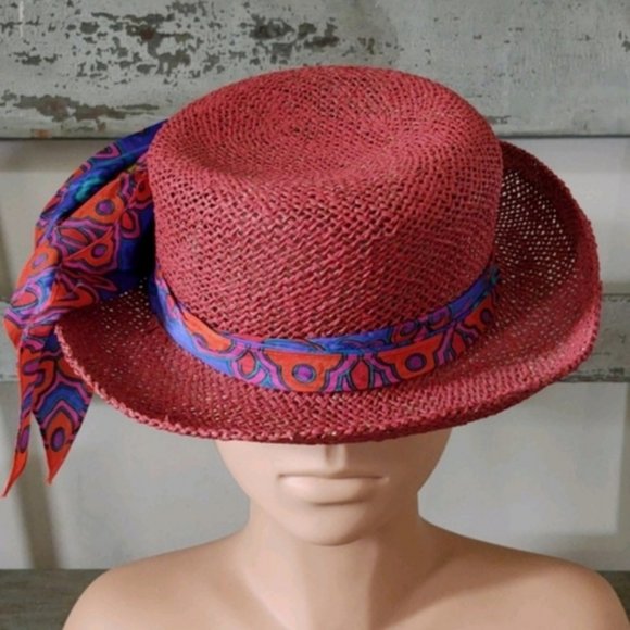 Liz Claiborne Accessories - Vtg Liz Claiborne straw hat with silk bow